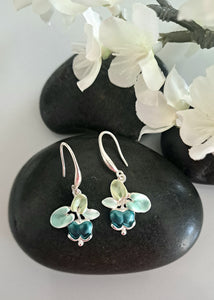 Floral Garland Earrings in Aqua & Multi Tones