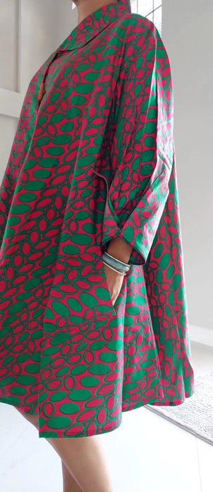 African Print Women's Dress Pink/Green