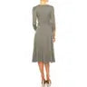 Women's Solid Grey Wrap Dress with V-Neckline, Waist Tie Detail