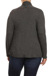 Women's Solid Plus Size Long Sleeve Loose Cardigan Jacket