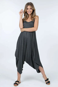 Sleeveless Loose Fit Romper with Spaghetti Straps, Harem Pant Style
