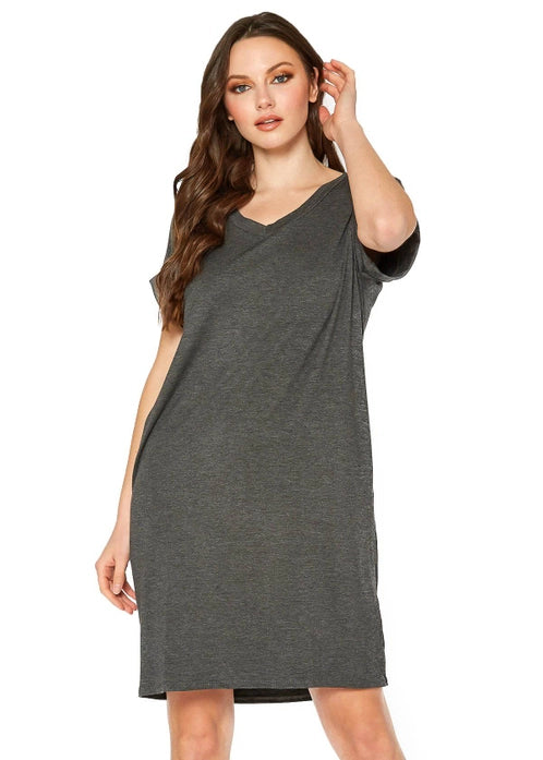 v neck t shirt dress with pockets Manydress Womens V Neck Casual T-Shirt Dress Loose Pleated Short Sleeve Swing Tunic Dress with Pockets MY120 (Teal, XL) at Amazon Women's Clothing store