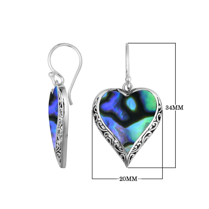 Sterling Sliver with Abalone Shell Heart Shaped Earrings