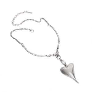 Stunning Handmade Pewter Heart Pendant & Silver Plated Necklace