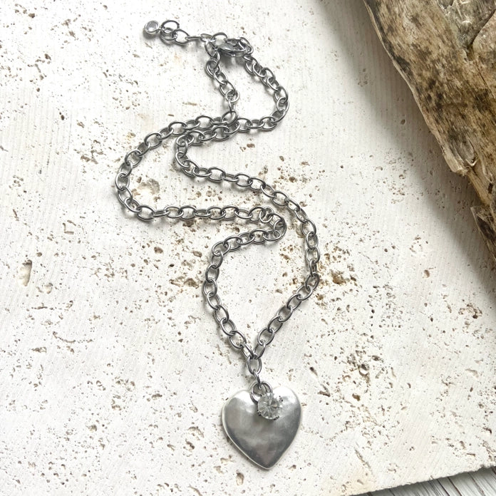 Stylish, Heart Necklace with Swarovski Crystal