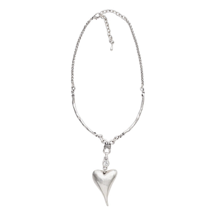 Stunning Handmade Pewter Heart Pendant & Silver Plated Necklace