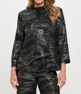 Fukuro Jacquard Asymmetric  Women's Jacket with Gold Foil Detail