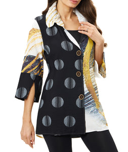 Polka Dot and Abstract Button-Down Women's Jacket