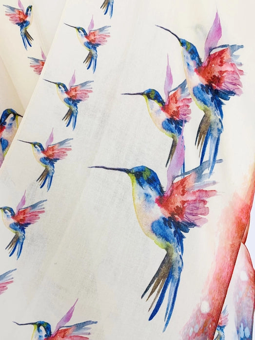 Women's Kimono, Unisex, Hummingbird Print Design Lavender Rose