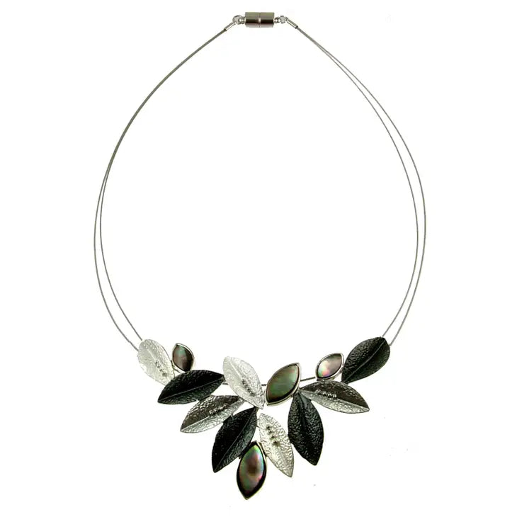 Focal Point Multi Leaf Detail Necklace with a Magnetic Clasp Closure