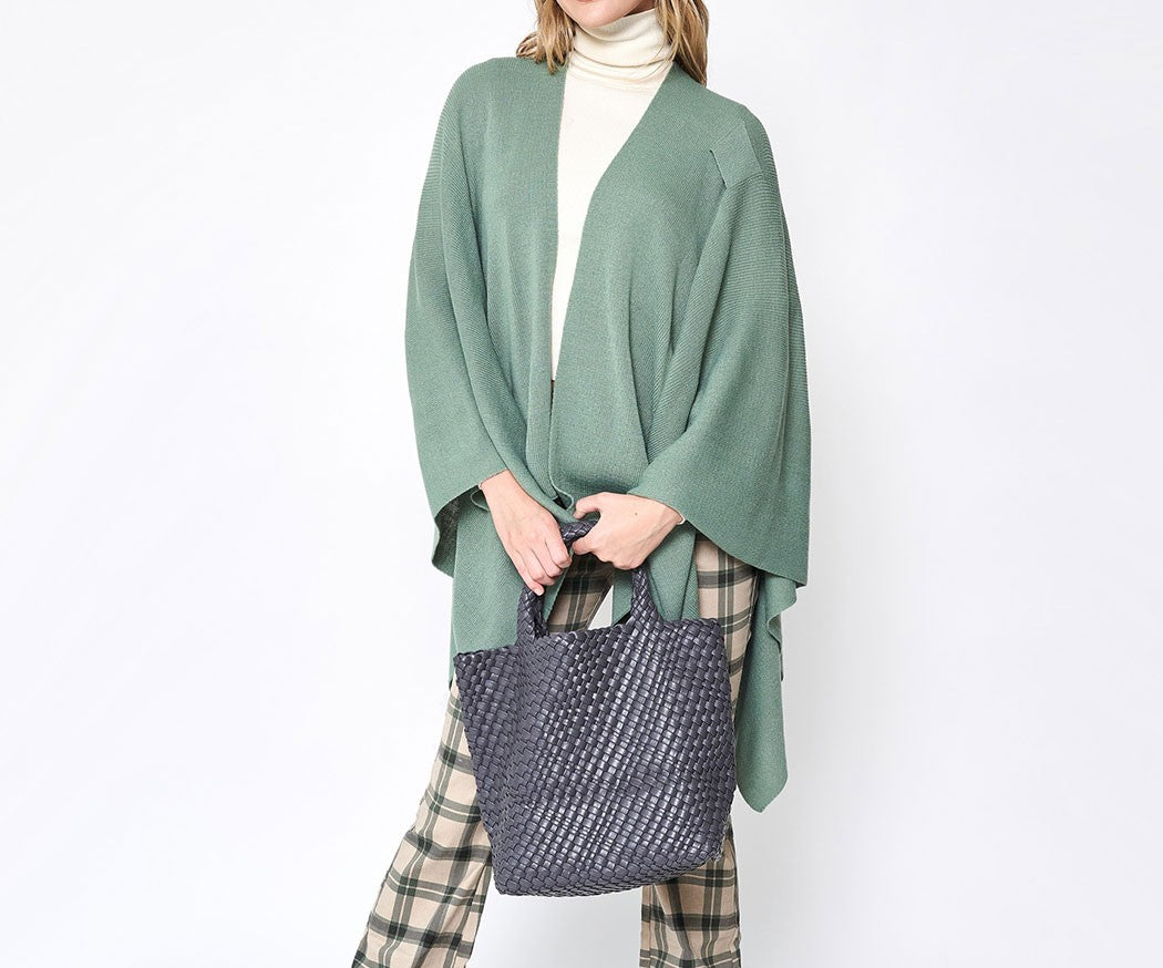 Women's Shawl Wrap Ruana, with a Shoulder Strap Detail