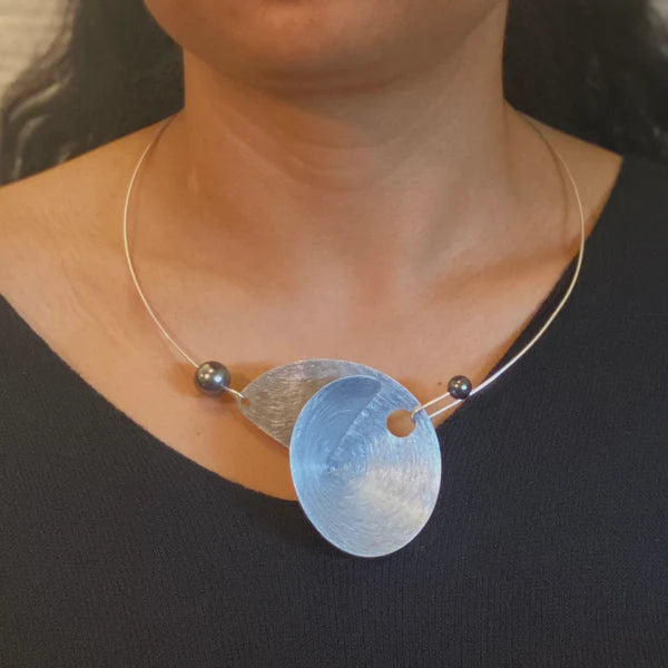 Understated Statement Focal Necklace with Simulated Pearls