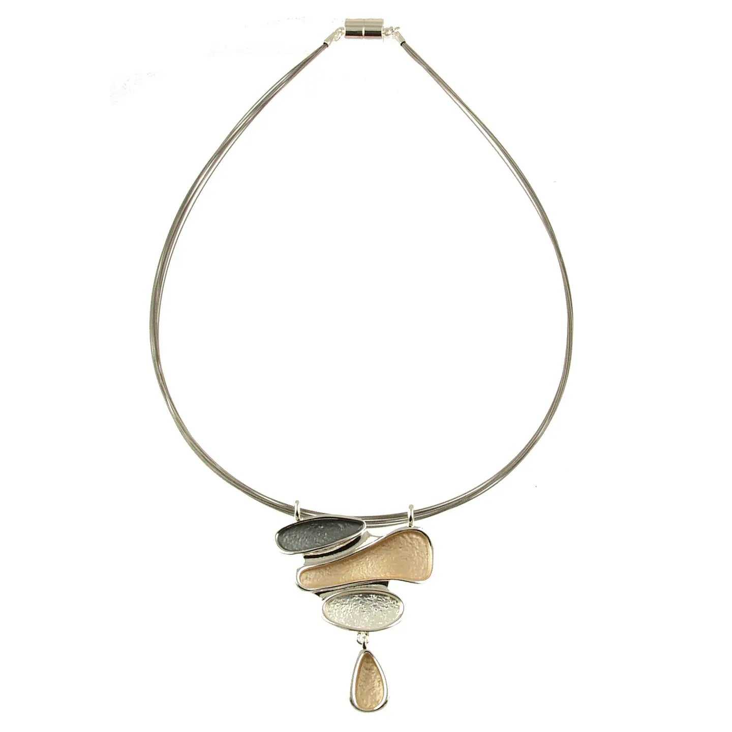 Balancing Rock Pendant Necklace, Gold/Silver/Pewter Color & a Magnetic Closure