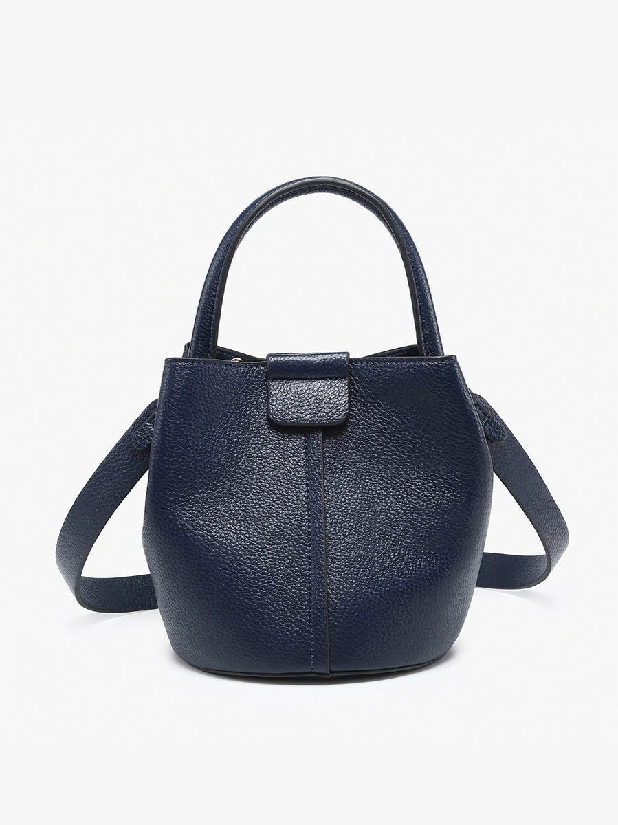 Women's Purses - Farrah Bucket Bag w/ Top Handle & Inner Bag Navy Color