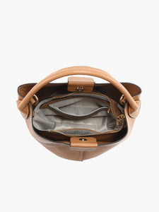Women's Purses - Farrah Bucket Bag w/ Top Handle & Inner Bag Navy Color