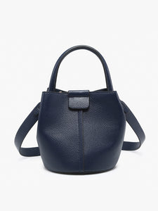 Women's Purses - Farrah Bucket Bag w/ Top Handle & Inner Bag Navy Color