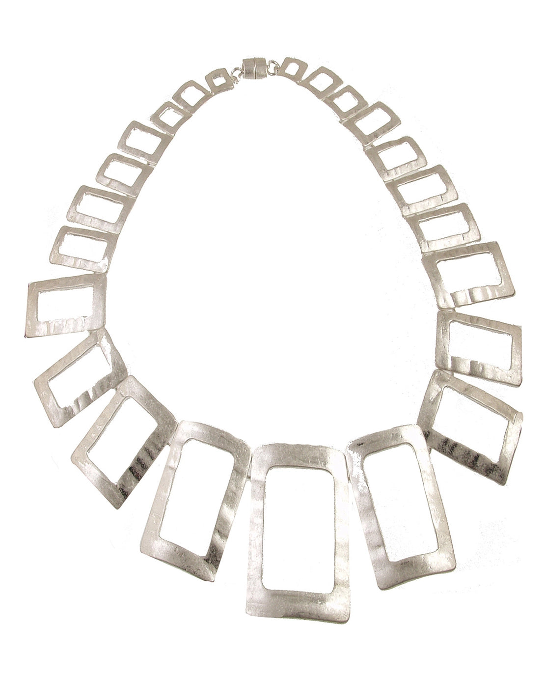 Rectangle Necklace, Antique Silver , Magnetic Clasp