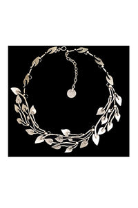 Handmade Pewter Necklace with Intricately Shaped Leaf Design