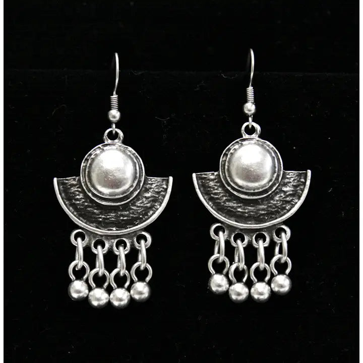 Handcrafted Pewter Boho Chic Drop Style Earrings