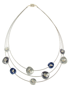 3 Strand Lilypad Necklace with Magnetic Closure