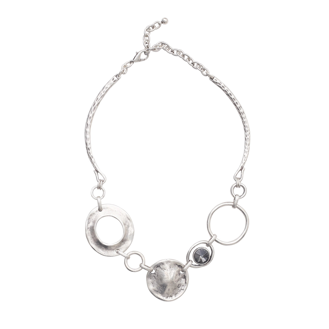 Handmade Smoky Crystal Pewter Necklace