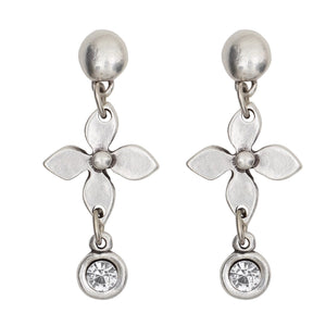 Pewter Earrings with 925 Silver Plating and Crystal