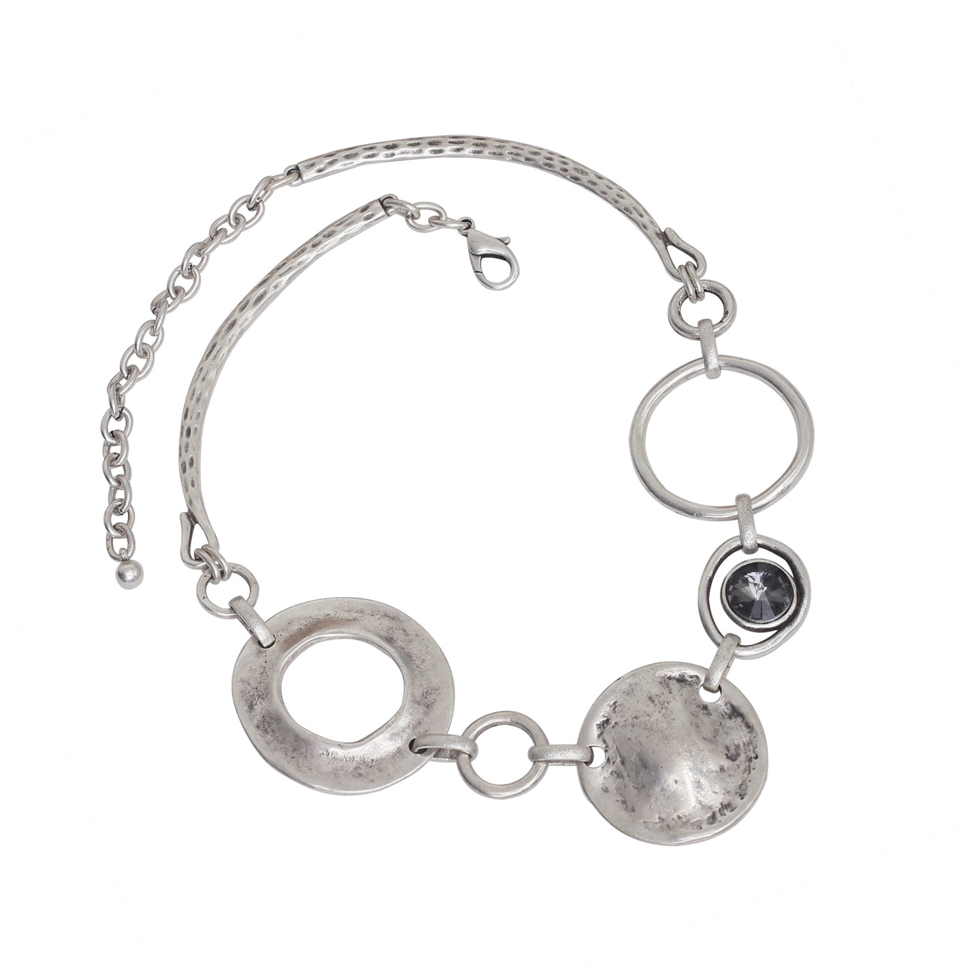 Handmade Smoky Crystal Pewter Necklace