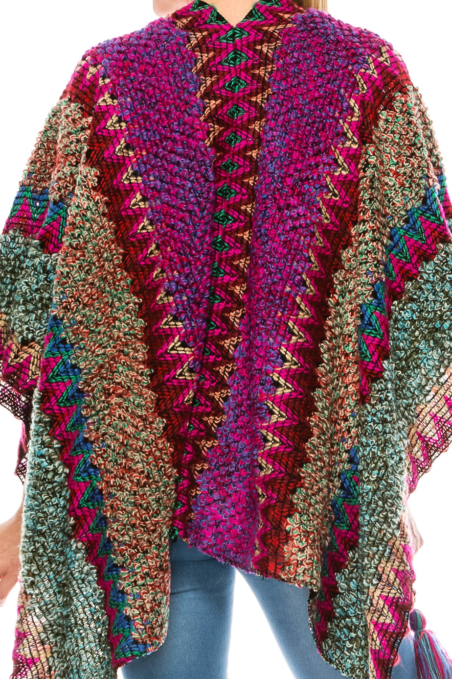 Pink Multi Color Women's Shawl Wrap Poncho