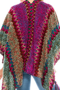 Pink Multi Color Women's Shawl Wrap Poncho
