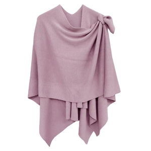 Dusty Pink Color Women's Shawl Wrap Ruana with Shoulder Strap