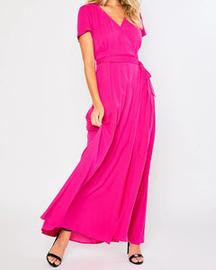 Flowy Hot Pink Women's Maxi Wrap Dress XL Flowy Hot Pink Women's Maxi Wrap Dress XL