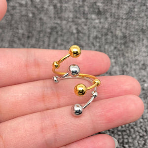 Two Tone Spiral Design 18K Gold Plated Stainless Steel Ring