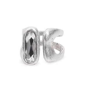 Handmade Pewter with Swarovski Crystal Adjustable Women's Ring