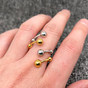 Two Tone Spiral Design 18K Gold Plated Stainless Steel Ring