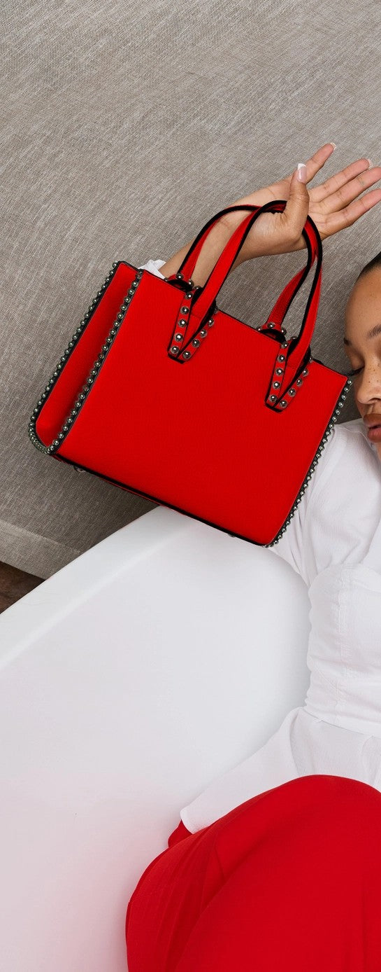 Women's Purses - Brenda Contrast Tote w/ Long Strap Red