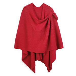 Contrast Border with Shoulder Strap, Women's Shawl Wrap Ruana