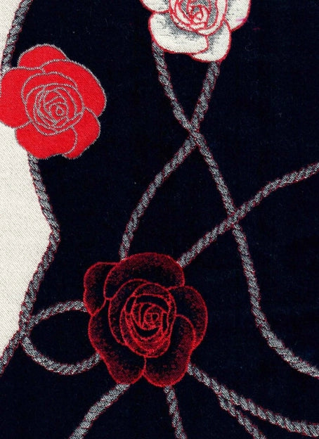 Red/ Black & Beige Reversible Wrap - Artisan Shawl