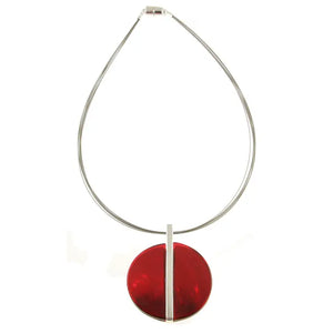 Contemporary Statement Necklace, Red Resin with Magnetic Clasp Closure