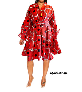 Women's Mid Length African Print Dress/Coat