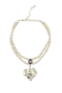 Handcrafted Heart Shaped Pewter Necklace
