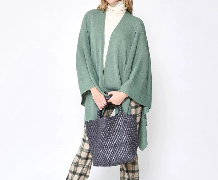 Sage Green Ruana with a Shoulder Strap – Lavender Rose Boutiques