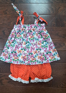 Baby 2-Piece Top & Bloomer Set made with 100% Cotton Butterfly Print Fabric