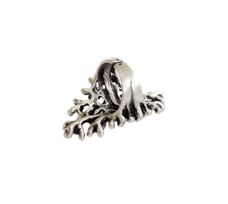 Handmade Spiky Brass Ring with Silver Plating