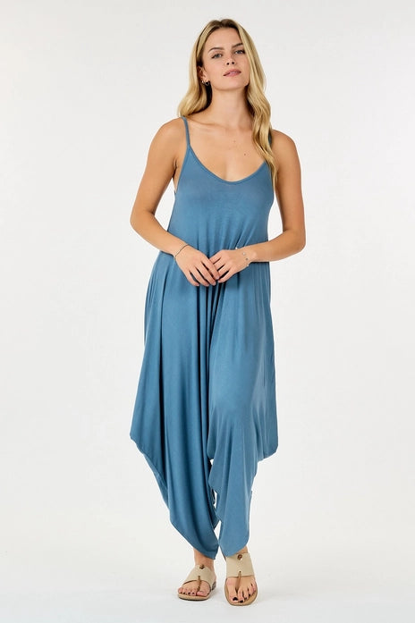 V-Neck Loose Fit, Slouchy & Comfy Romper with Pockets, Harem Style