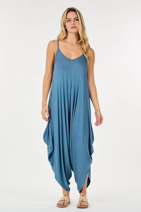 V-Neck Loose Fit, Slouchy & Comfy Romper with Pockets, Harem Style