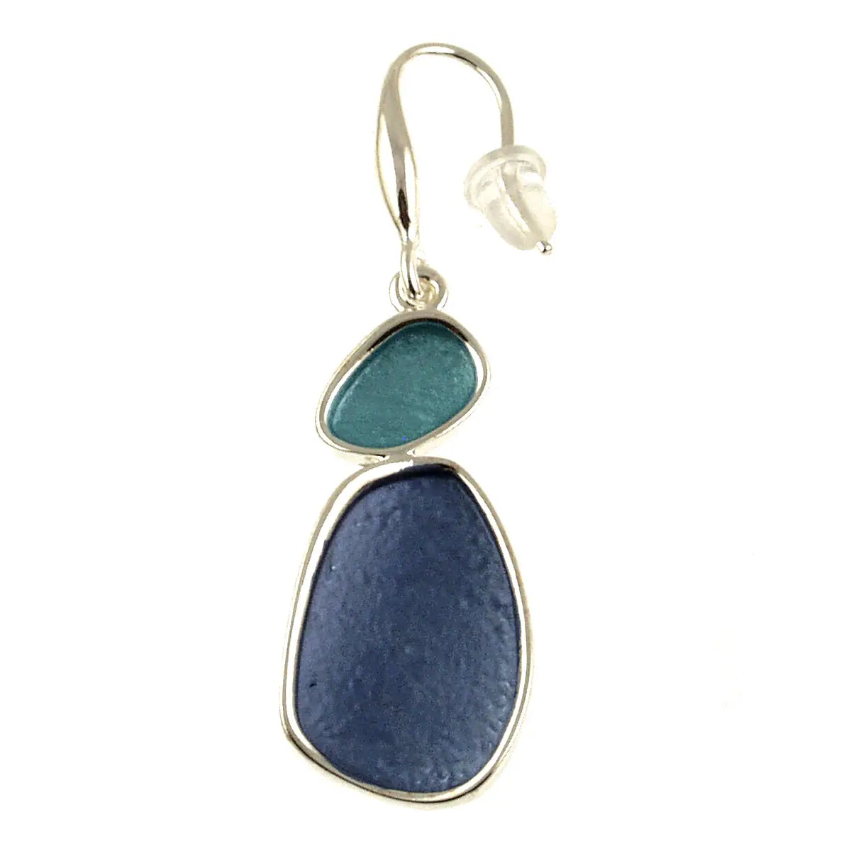 Gold and Grey Color Organic Shape Pebble Design Earrings