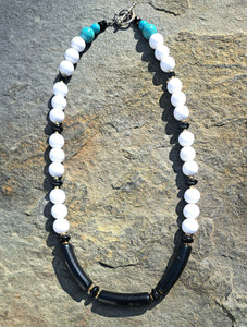 Black & White Glass Bead Handmade Necklace