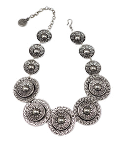 Handmade, Stylish, Pewter Circle V, Bib Style Necklace, Chainmail Style