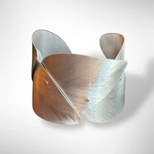 Handmade Wearable Art Sculpture Cuff Bracelet Overlapping Leaf Design
