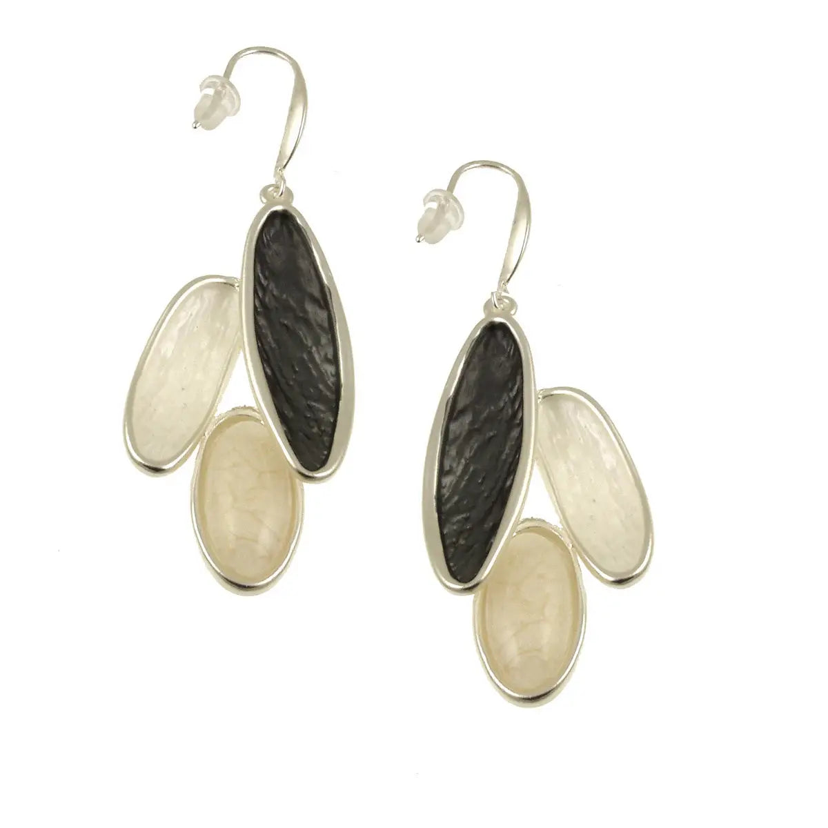 Compilation Earrings, 2" - Dark Grey/White,